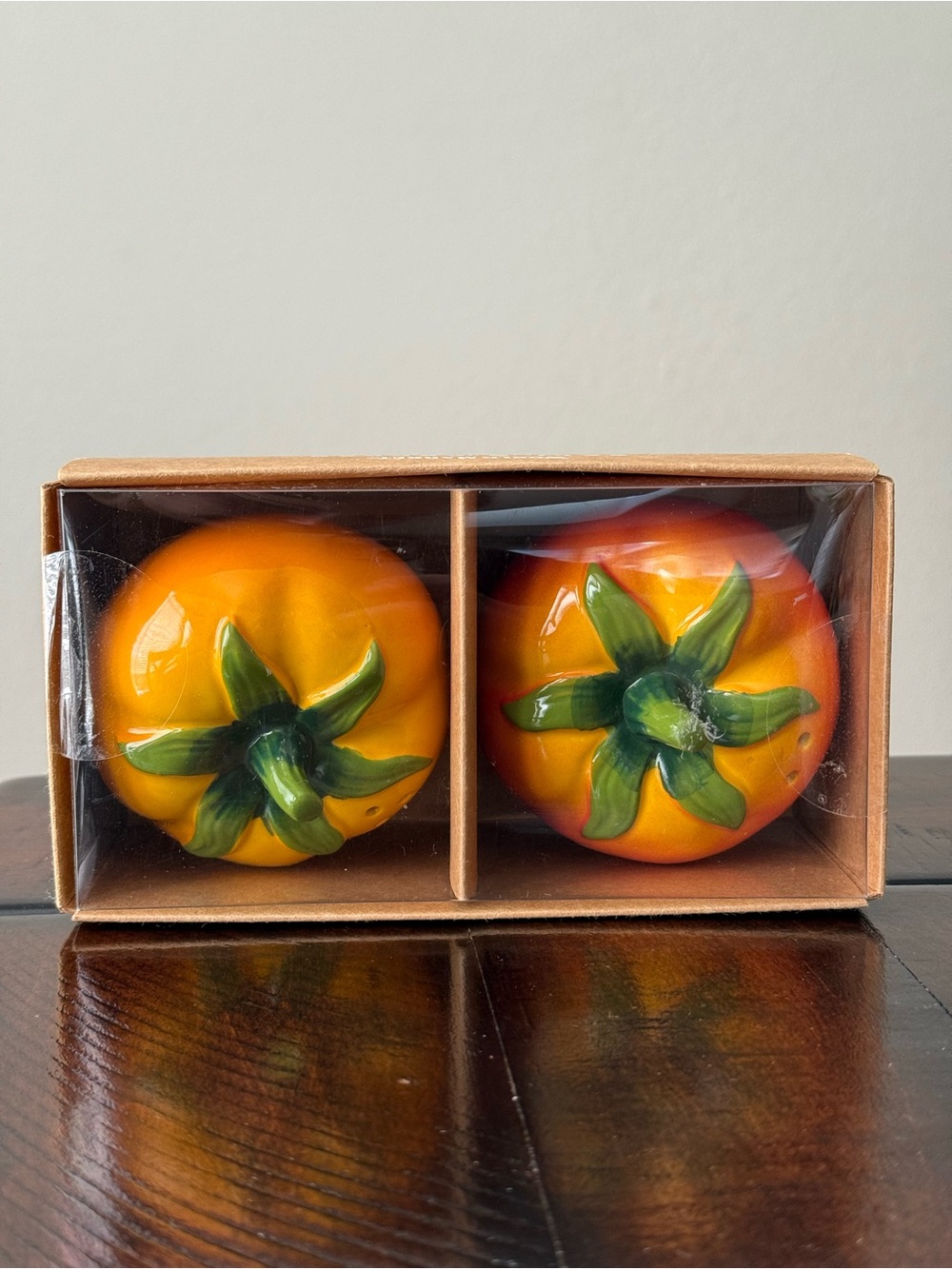 Ceramic Tomato Salt and Pepper Shaker Set - hand painted